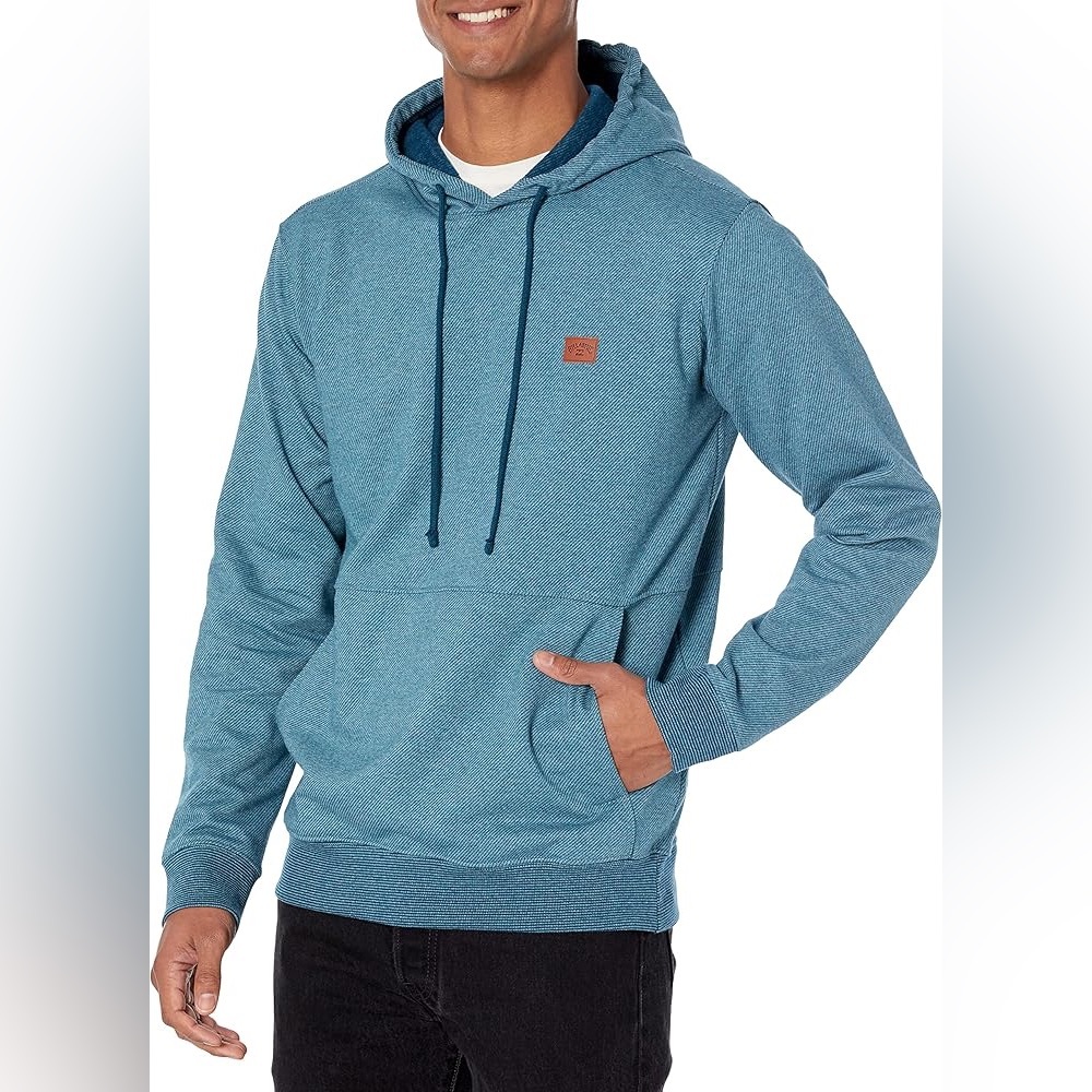 Men's Billabong Blue Hudson Fleece Pullover Hooded Sweatshirt Small Warm Casual